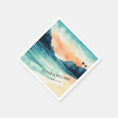 水ミニマル色ビーチ スタンダードカクテルナプキン (角)