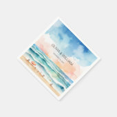 水ミニマル色ビーチ スタンダードカクテルナプキン (角)