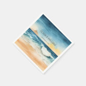 水ミニマル色ビーチ スタンダードカクテルナプキン (角)