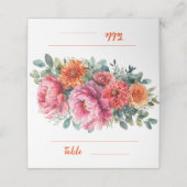 水ミニマル色フローラオレンジ&ピンク結婚ズ プレイスカード (外部開封)