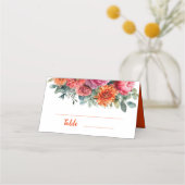 水ミニマル色フローラオレンジ&ピンク結婚ズ プレイスカード (裏面)