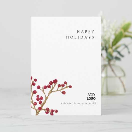 水ミニマル色ベリーモミ企業のクリスマス 招待状 (スタンド正面)