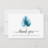 水ミニマル色モンスターリーフサンキューカード 招待状 (正面)