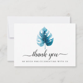 水ミニマル色モンスターリーフサンキューカード 招待状