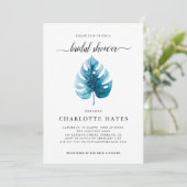 水ミニマル色モンステラリーフブライダルシャワー 招待状 (スタンド正面)