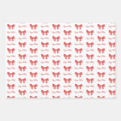 水ミニマル色レッドリボンハッピーホリデイズ ラッピングペーパーシート (正面3)