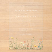 水ミニマル色ワイルドフラワー結婚ズ アクリル招待状 (正面)