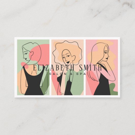 水ミニマル色女性フォトサロン&スパピンク 名刺 (正面)