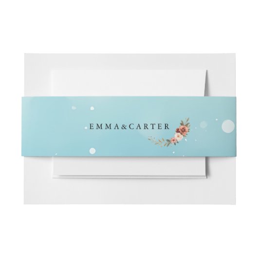 水ミニマル色海ブルー結婚ズ 招待状ベリーバンド (正面例)