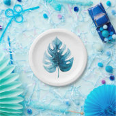 水ミニマル色熱帯モンステラ葉 ペーパープレート (パーティー)