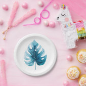 水ミニマル色熱帯モンステラ葉 ペーパープレート (パーティー)