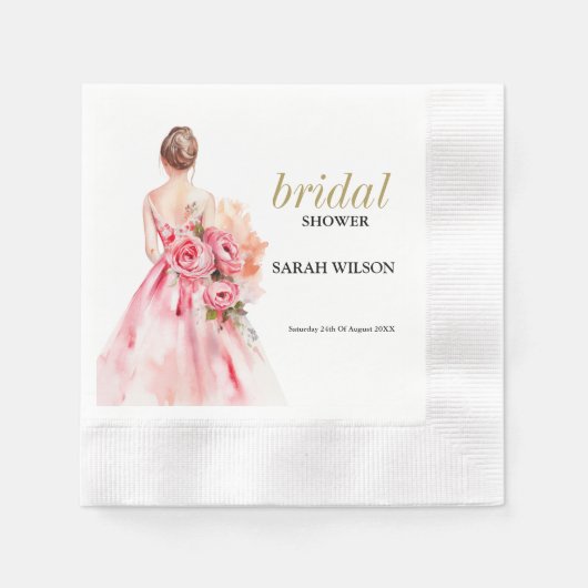 水ミニマル色結婚ブライダルシャワー 縁ありカクテルナプキン (正面)