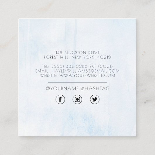 水ミニマル色 スクエア名刺 (裏面)