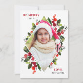 水メリー色のモダン緑のダイヤモンド写真 シーズンカード (正面)
