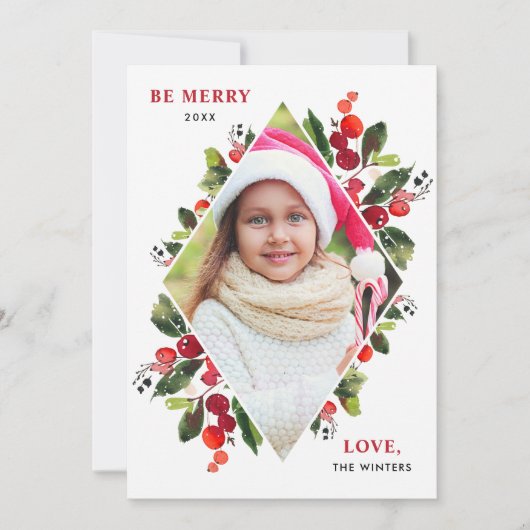水メリー色のモダン緑のダイヤモンド写真 シーズンカード (正面)