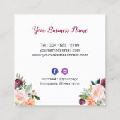 水モダンお洒落色フローラメイクアップアーティスト スクエア名刺 (裏面)