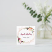 水モダンお洒落色フローラメイクアップアーティスト スクエア名刺 (スタンド正面)