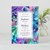 水モダンはっきりした色ネイビーパープルアクア結婚ズ 招待状 (スタンド正面)