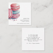 水モダンはっきりした色マカロンベイカーパティシシェフ スクエア名刺 (正面/裏面)