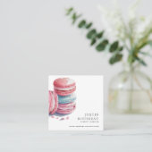 水モダンはっきりした色マカロンベイカーパティシシェフ スクエア名刺 (スタンド正面)