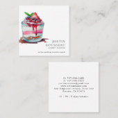 水モダンはっきりした色マカロンベイカーパティシシェフ スクエア名刺 (正面/裏面)