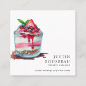 水モダンはっきりした色マカロンベイカーパティシシェフ スクエア名刺 (正面)