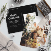 水モダンエレガント彩植物性タイポグラフィ 箔シーズンポストカード