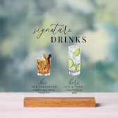 水モダンエレガント色のシグネチャードリンク アクリルサイン (ニュートラル)