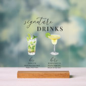 水モダンエレガント色のシグネチャードリンク アクリルサイン (ニュートラル)