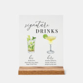 水モダンエレガント色のシグネチャードリンク アクリルサイン (正面)