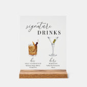 水モダンエレガント色のシグネチャードリンク アクリルサイン (正面)