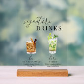 水モダンエレガント色のシグネチャードリンク アクリルサイン (ニュートラル)