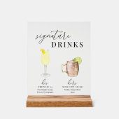 水モダンエレガント色のシグネチャードリンク アクリルサイン (正面)