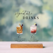 水モダンエレガント色のシグネチャードリンク アクリルサイン (ニュートラル)