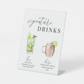 水モダンエレガント色のシグネチャードリンク 台座サイン (正面)