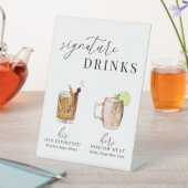 水モダンエレガント色のシグネチャードリンク 台座サイン (インサイチュ)