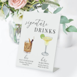 水モダンエレガント色のシグネチャードリンク 台座サイン