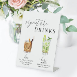 水モダンエレガント色のシグネチャードリンク 台座サイン