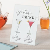 水モダンエレガント色のシグネチャードリンク 台座サイン (インサイチュ)