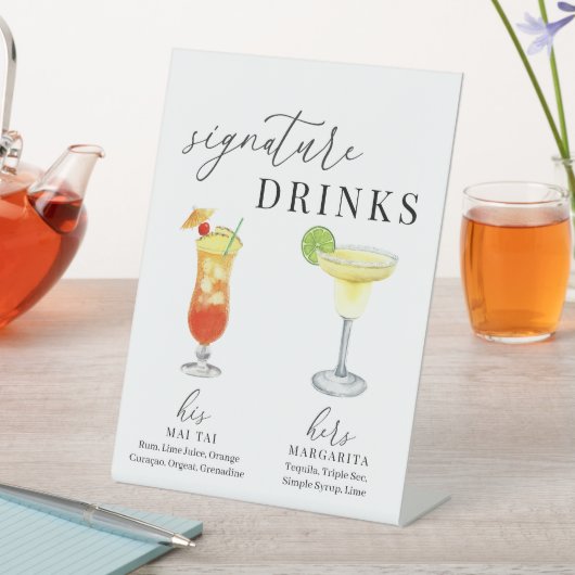 水モダンエレガント色のシグネチャードリンク 台座サイン (インサイチュ)