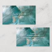 水モダンエレガント色のティール(緑がかった色)と金ゴールド 名刺 (正面/裏面)