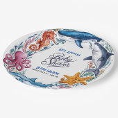 水モダンエレガント色の動物の赤ちゃんシャワー3 ペーパープレート (アングル)