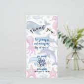 水モダンエレガント色の動物の赤ちゃんシャワー サンキューカード (スタンド正面)