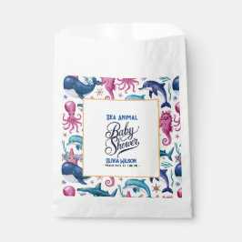 水モダンエレガント色の動物の赤ちゃんシャワー フェイバーバッグ