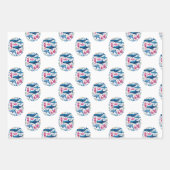 水モダンエレガント色の動物の赤ちゃんシャワー ラッピングペーパーシート (正面3)