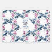 水モダンエレガント色の動物の赤ちゃんシャワー ラッピングペーパーシート (正面2)