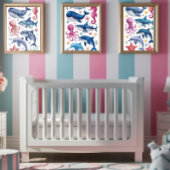 水モダンエレガント色の動物3 ポスター