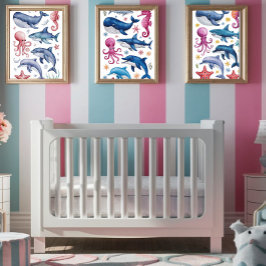 水モダンエレガント色の動物3 ポスター