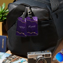 水モダンエレガント色の大理石の宝石紫金ゴールド ラゲッジタグ