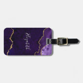 水モダンエレガント色の大理石の宝石紫金ゴールド ラゲッジタグ (正面横)